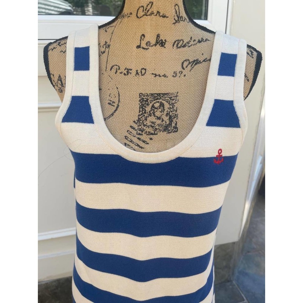 SONIA RYKIEL STRIPE BLUE WHITE SWEATER VEST DRESS SIZE XL (DR900 - Picture 3 of 5